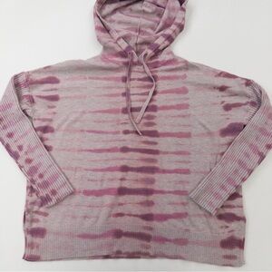 Evereve Jamison Wisteria Tie Dye Hoodie Pullover Sweater Knit Pink Grey Size S